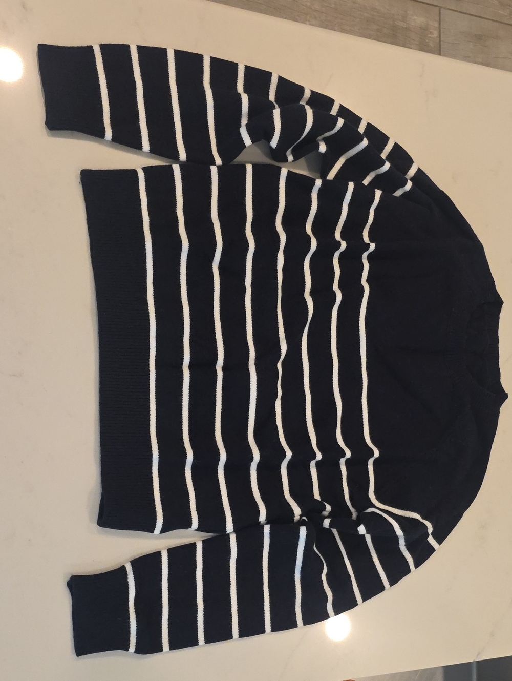 NWOT Navy and White Striped Crewneck Sweater